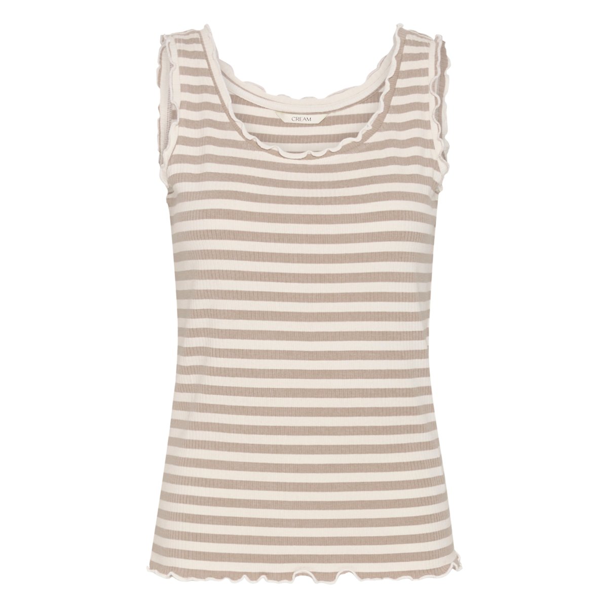Jersey sans-manches beige feather grey white stripe, CREAM