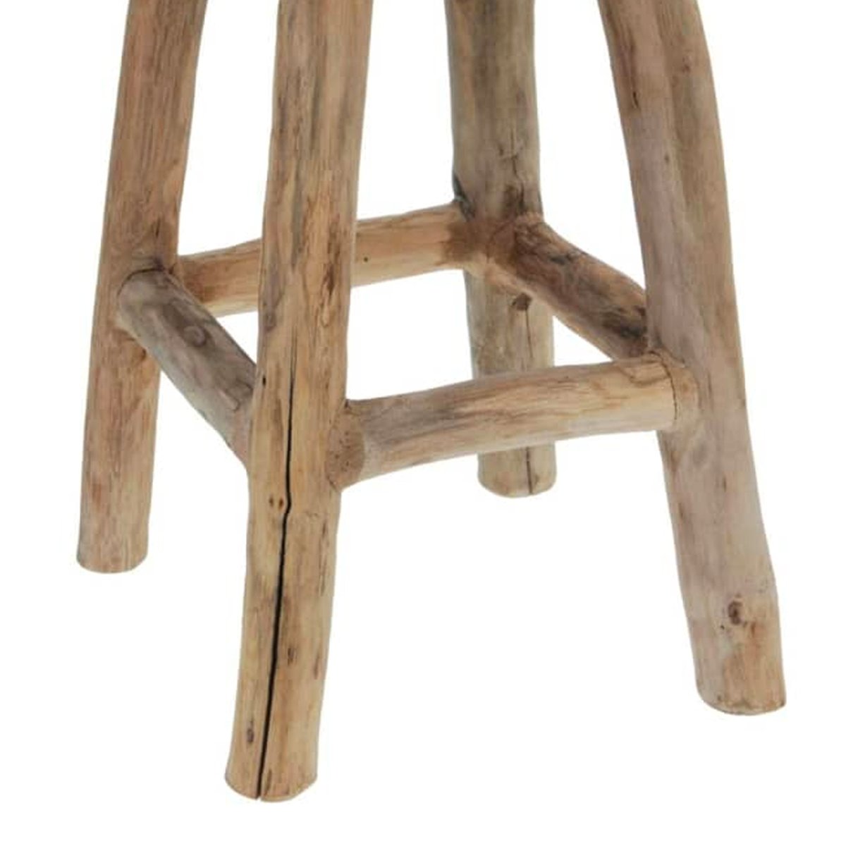 Tabouret rustique rond en teck 30x30x42cm bois, WADIGA