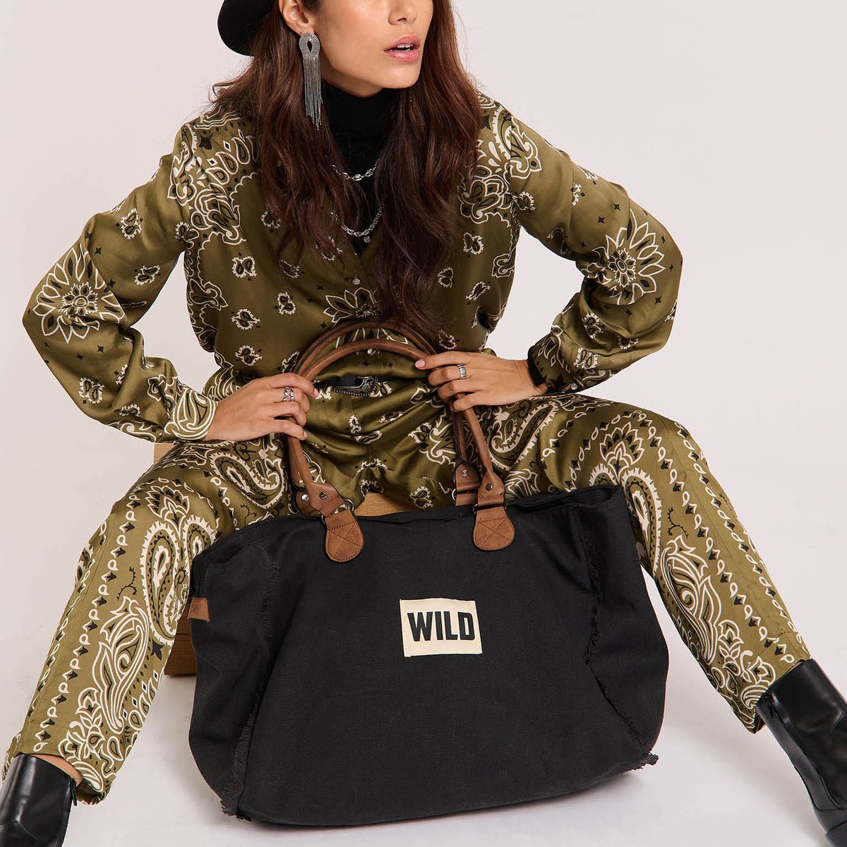 Sac cabas uni BADIS noir, WILD