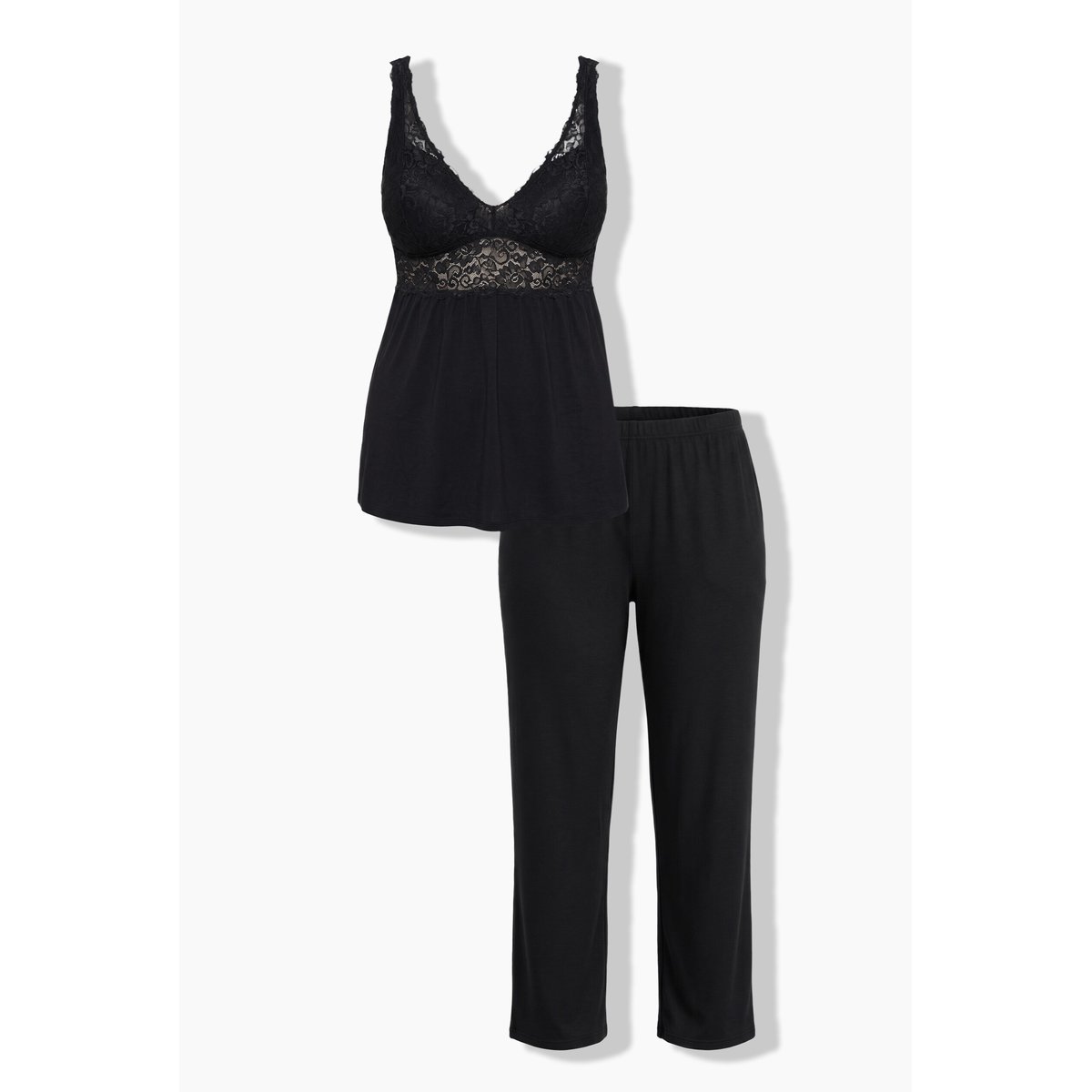 Pyjama TruYou deux pièces, avec dentelle noir, ULLA POPKEN