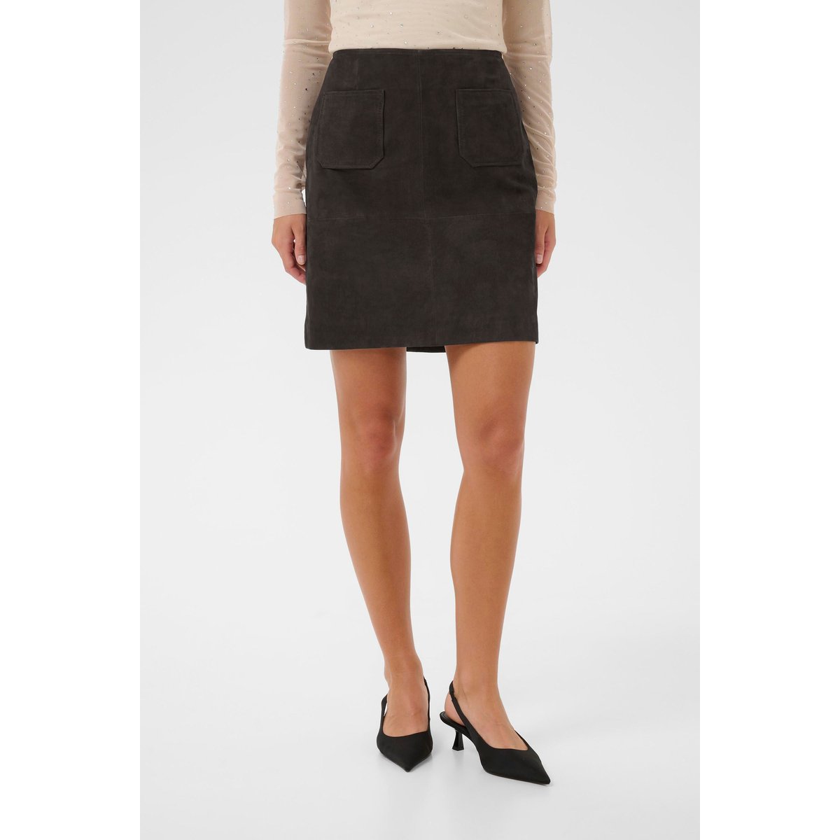 Jupe en cuir noir black coffee, KAFFE