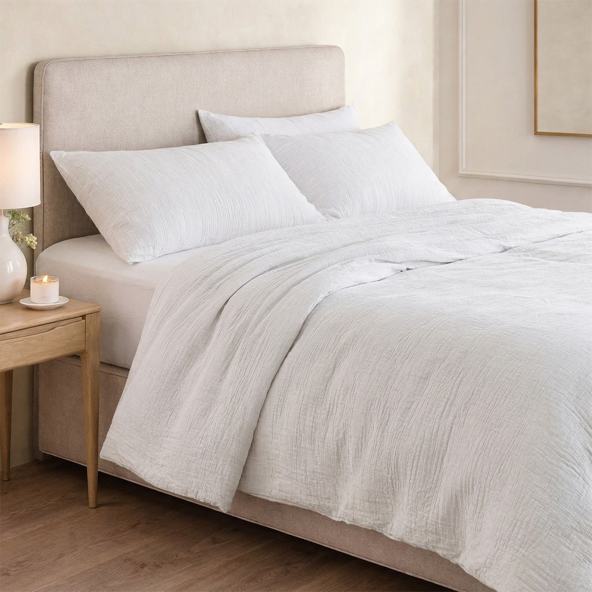 Drap plat gaze de coton ALMA Made in Europe blanc, FEBRONIE
