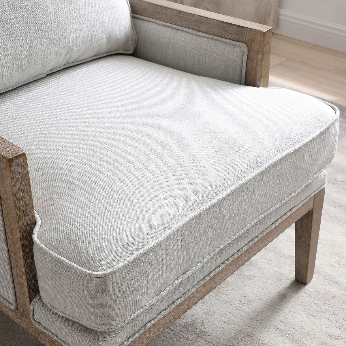 Evelina Antique Linen and Wood Chair cream, SO'HOME