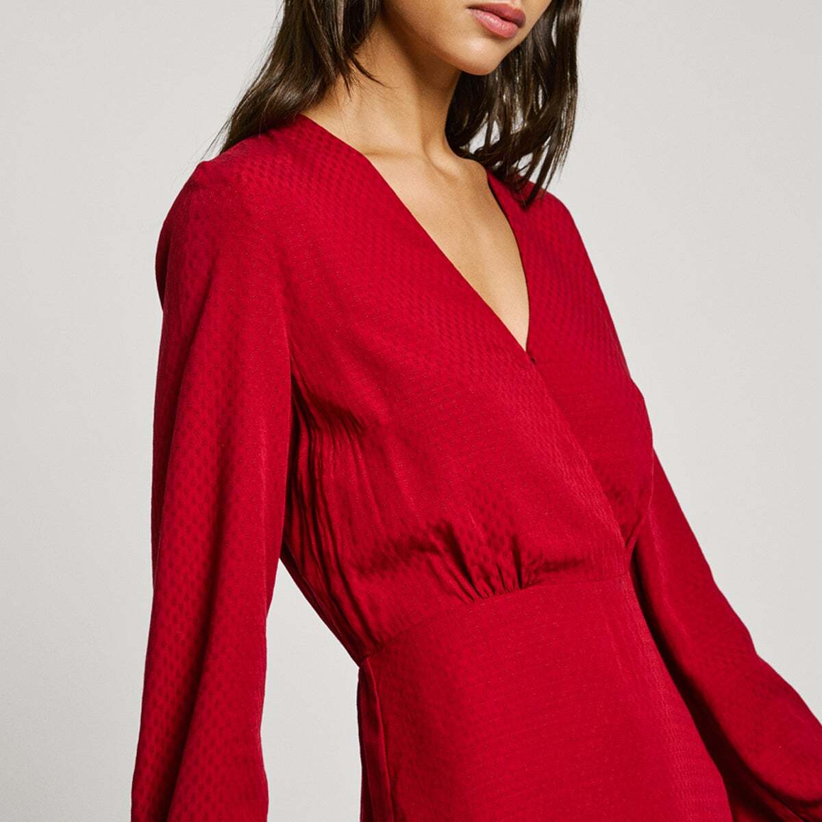 Robe Courte À Col V rouge brûlé, PEPE JEANS