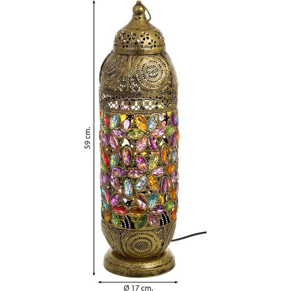 Lampe de table en métal et verre mosaïque de verre multicolore et doré, RECOLLECTION