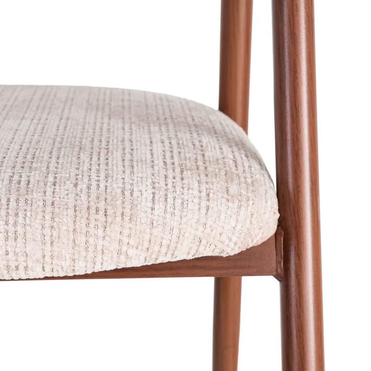 Chaise design métal effet bois et tissu tweed beige 56x57x78cm beige, WADIGA