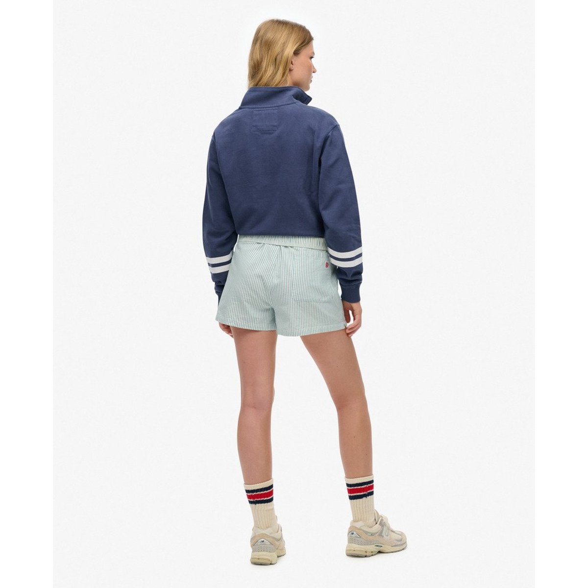Short Rayé en Coton Bio Coupe Classique rayé craie menthe poivrée, SUPERDRY