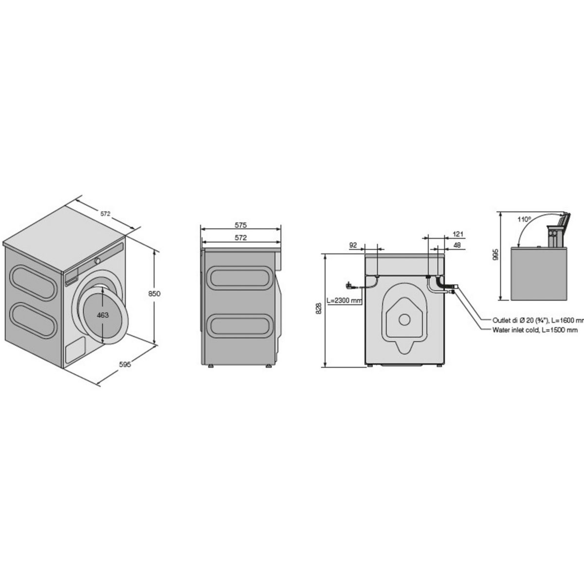 Lave linge hublot W1094W couleur unique, ASKO