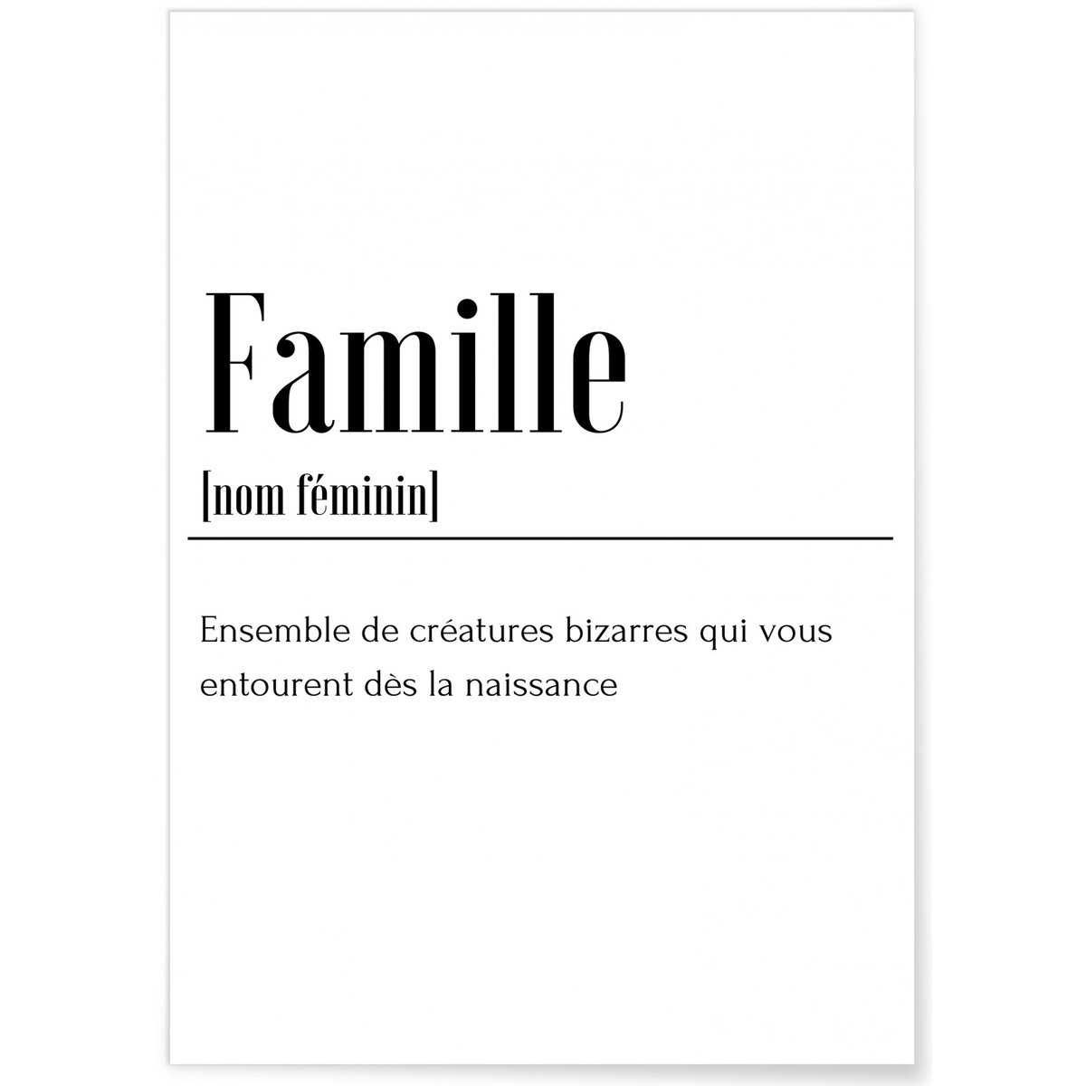 Affiche Définition Famille blanc, L'AFFICHERIE
