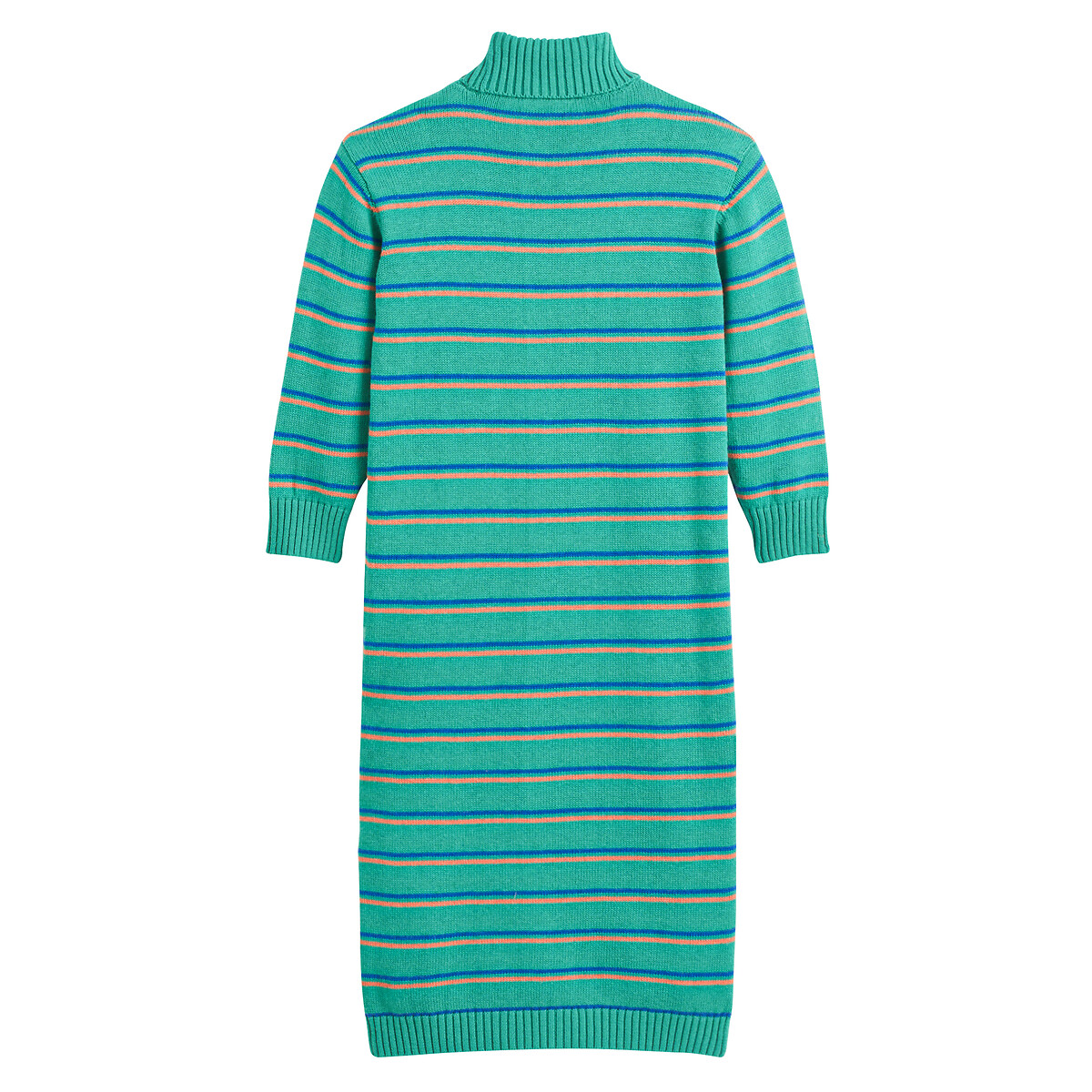 Striped Cotton/Wool Dress with Long Sleeves green, TINY X LA REDOUTE