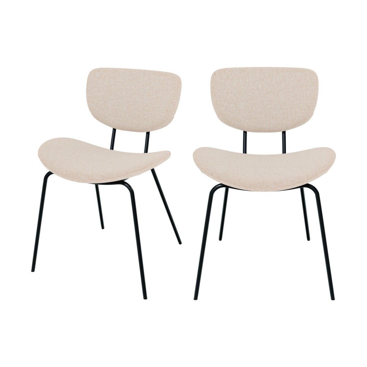 Lot de 2 chaises en tissu et pieds en métal - VERNER beige, MAISON PAVANE