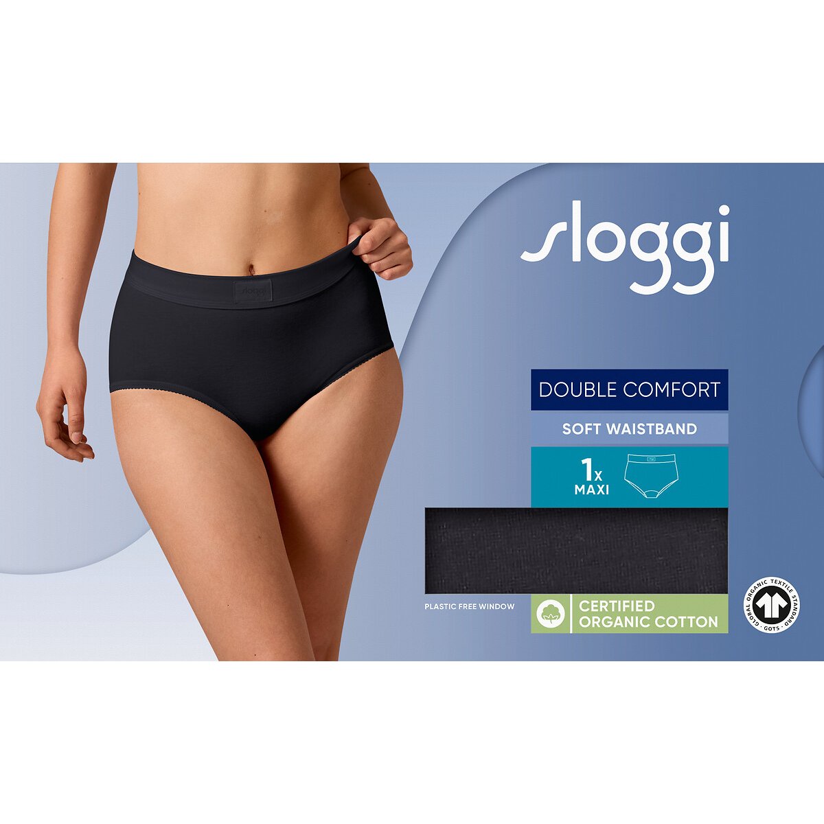 Set van 4 maxi-slip DOUBLE COMFORT zwart, SLOGGI