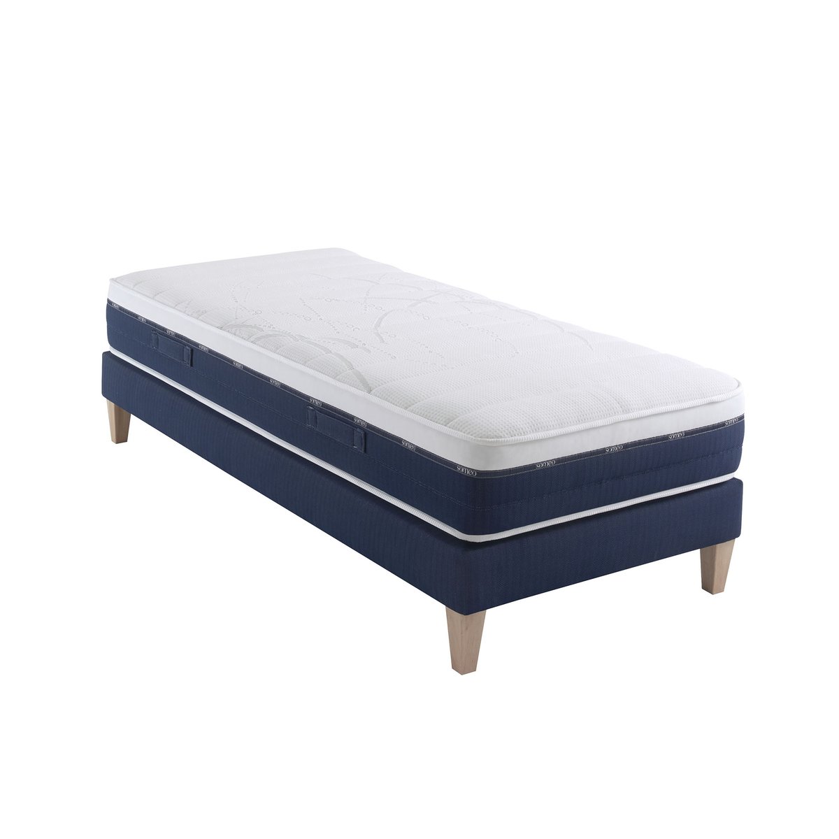 Ensemble matelas ressorts et mémoire de forme, sommier et pieds Rêve 600 blanc, SOMEO