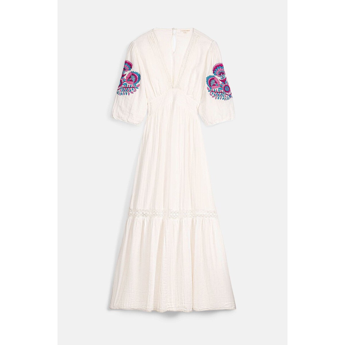 Aurelia Maxi Dress with Embroidered Short Sleeves ecru , LOUISE MISHA