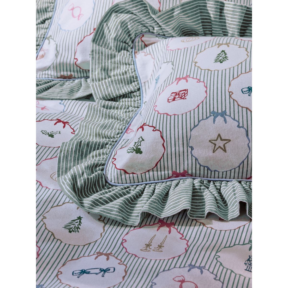 Parure en coton brossé à motifs noël vert, NEXT