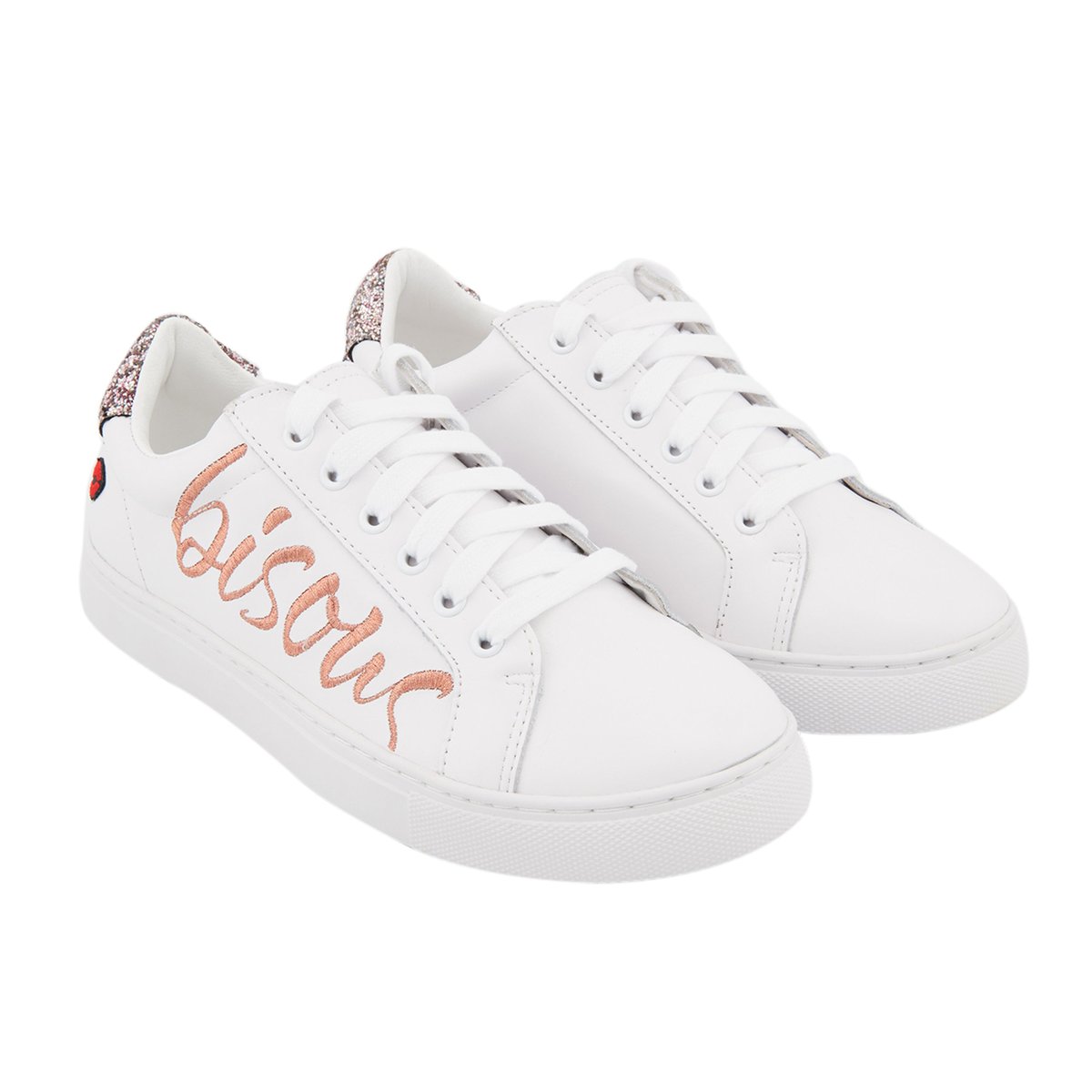 Baskets En Cuir Simone Bisous blanc, BONS BAISERS