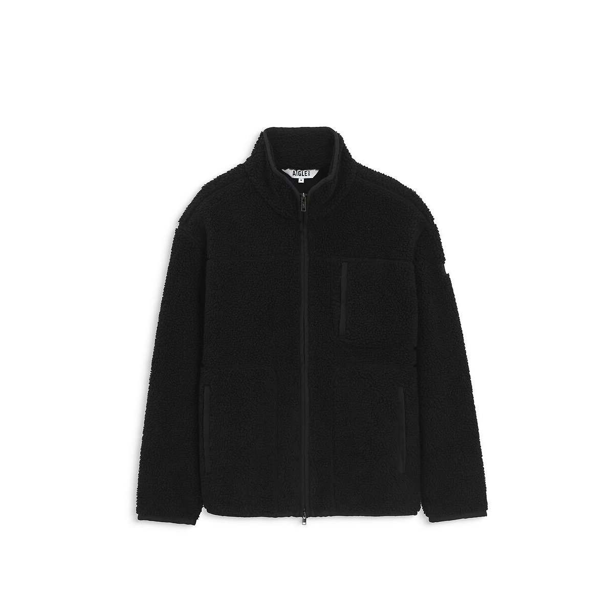 Veste multipoches en sherpa zippée double curseur noir, AIGLE