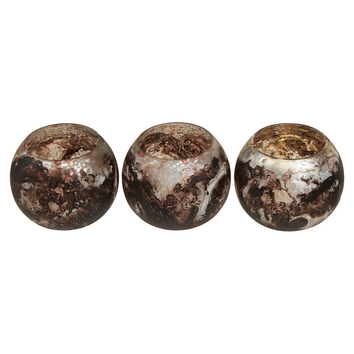 Set Of 3 Speckled Tealight Holders in Brown brown , ÉDITÉ