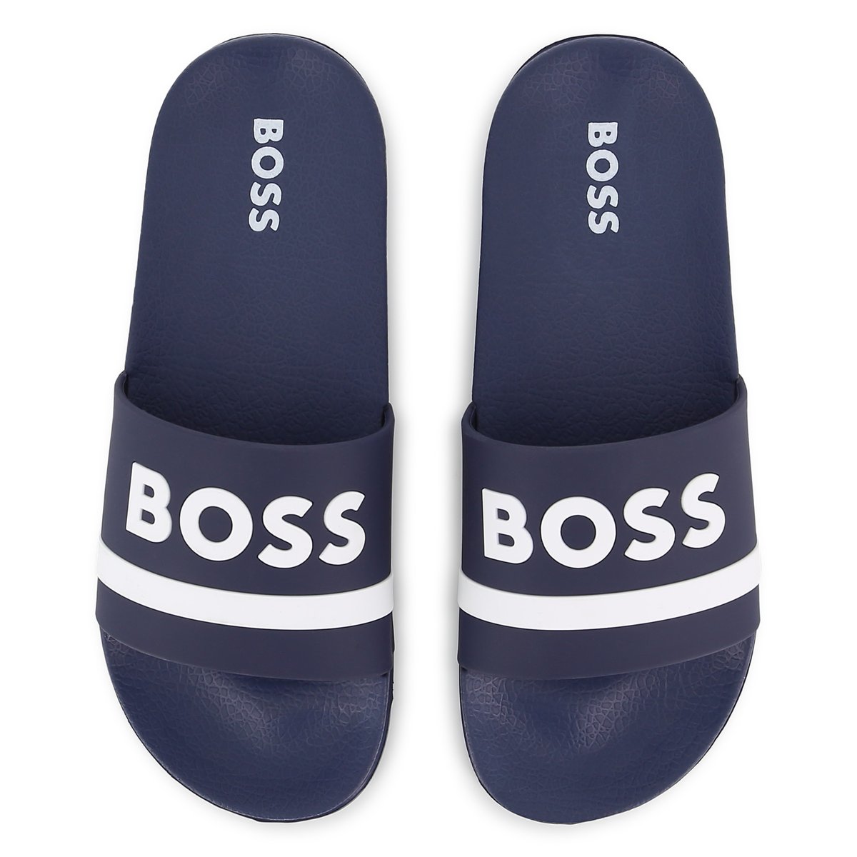 Claquettes siglées bleu cargo, BOSS KIDSWEAR