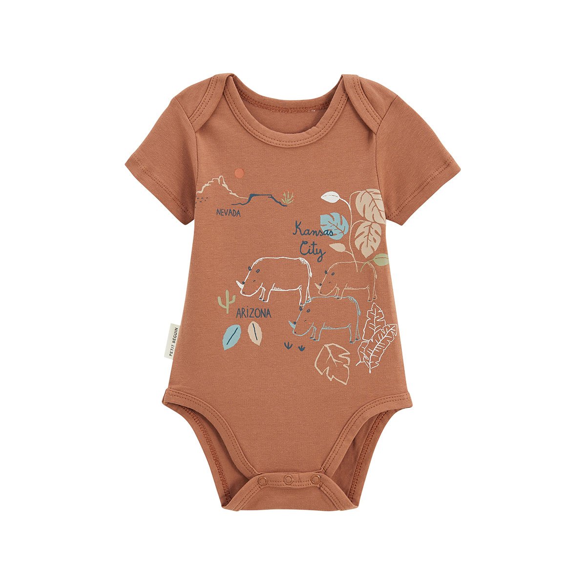 Lot de 2 bodies bébé manches courtes Kansas City camel, PETIT BEGUIN