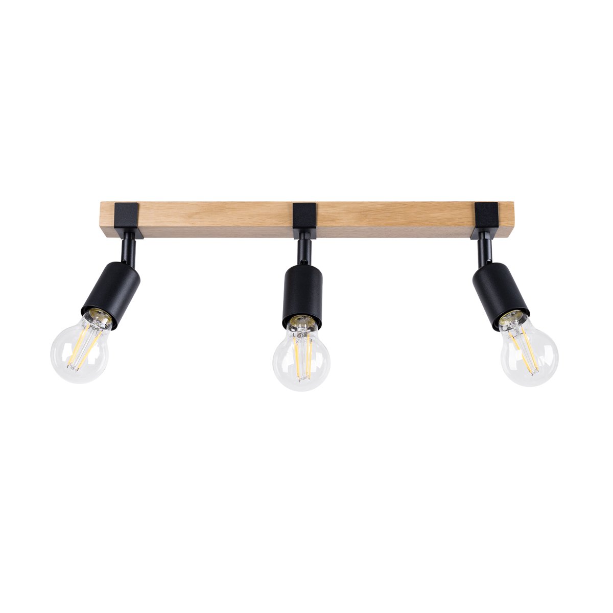 Plafonnier Acier Bois/Noir E27 3 Zuca marron, EDEN