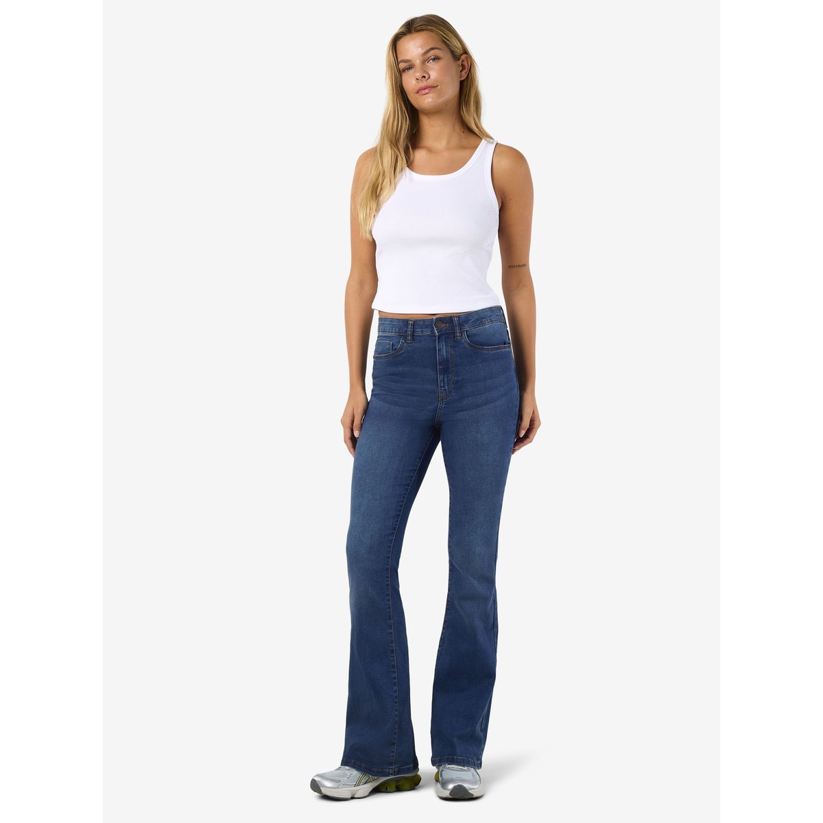 Jean flare, taille haute medium blue, NOISY MAY