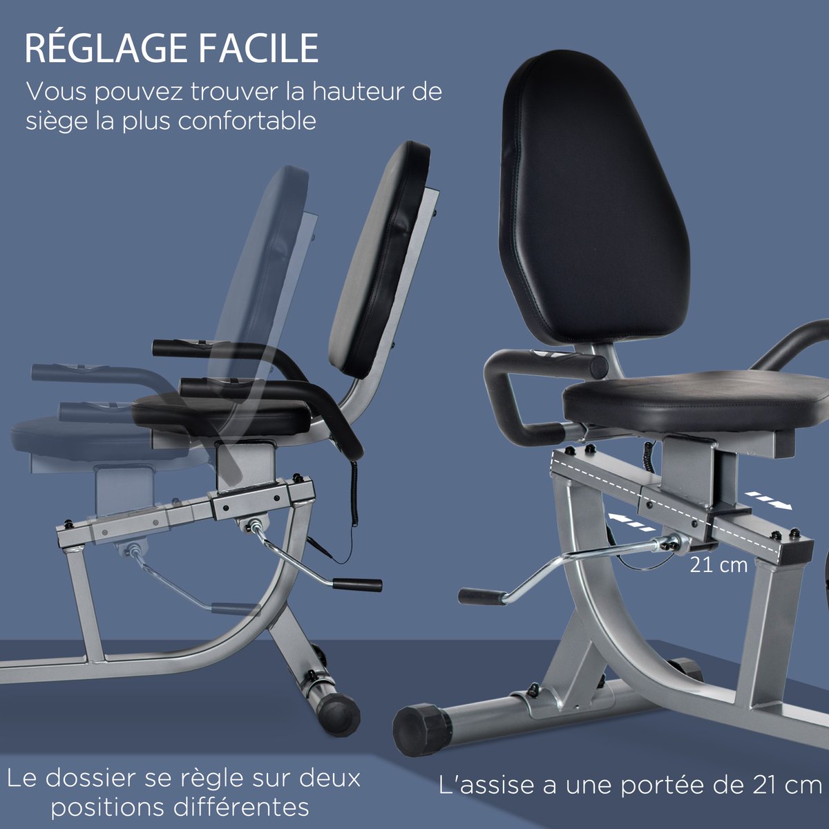 Vélo d'appartement magnétique Acier Gris noir, HOMCOM