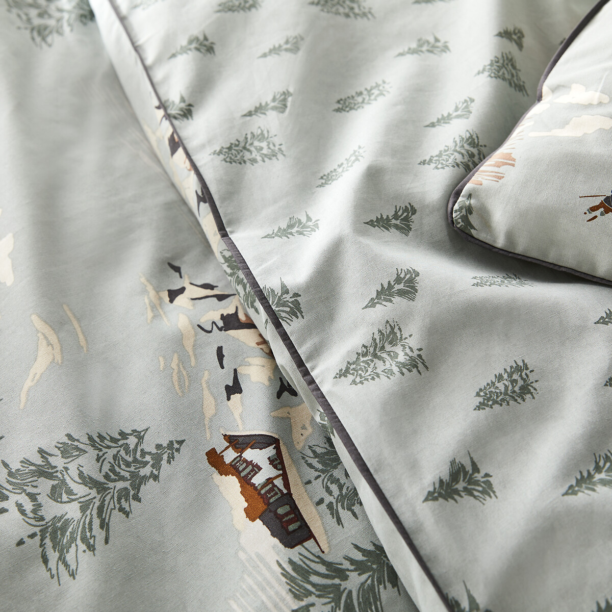 Drap-housse percale de coton bonnet 30 cm, Orvaz imprimé, LA REDOUTE INTERIEURS