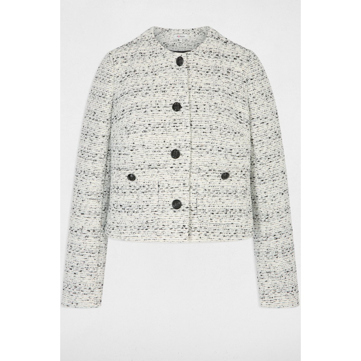 Veste droite col rond ivoire, MORGAN