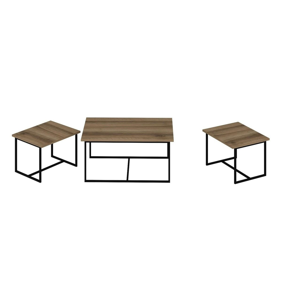 Table basse gigogne minimaliste effet noyer (lot de 3) JENA bois naturel, PIER IMPORT