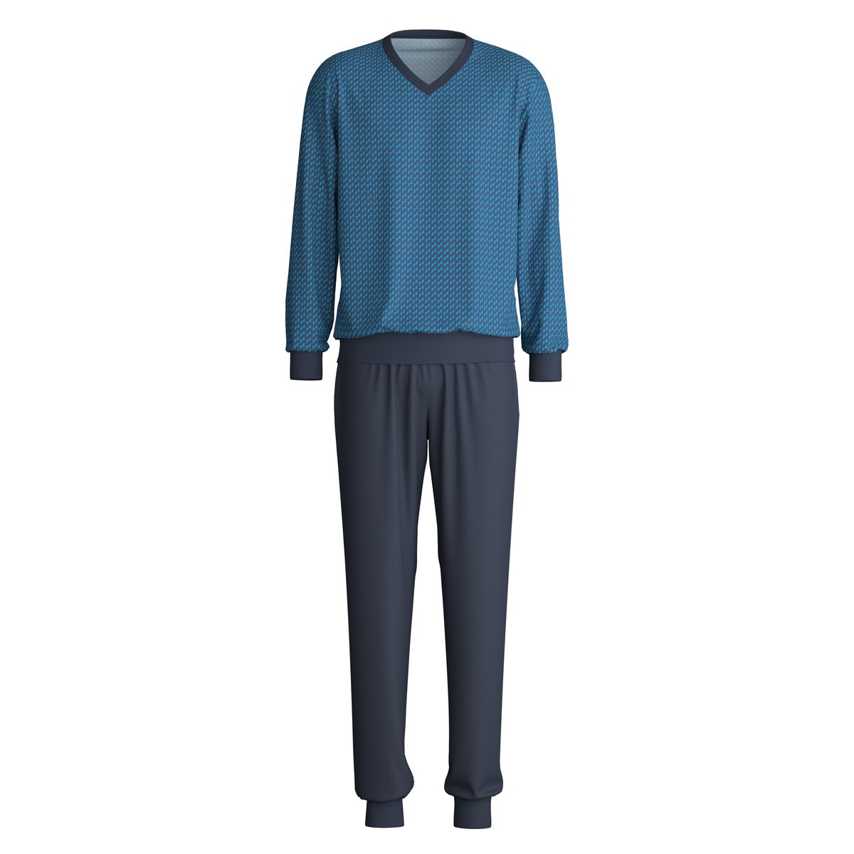 Pyjama avec bords élastiques manches longues Coton NIGHTWEAR XTRA bleu du danube, CALIDA