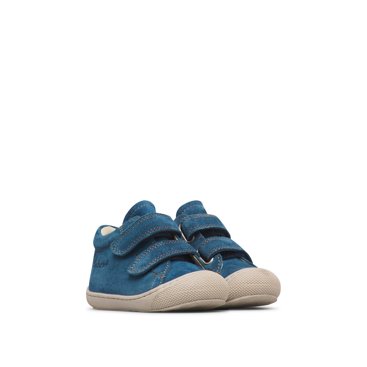 Chaussures premiers pas en suède COCOON VL bleu-blanc, NATURINO