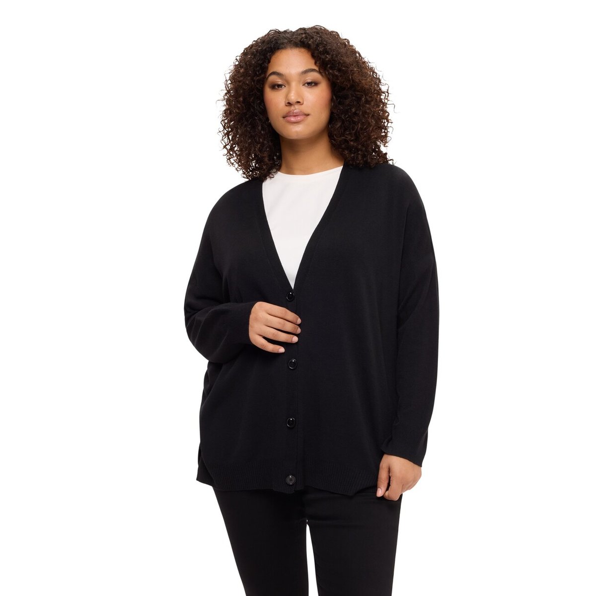 Cardigan col en V noir, FIORELLA RUBINO