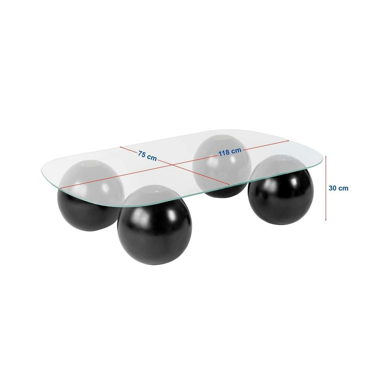 Table basse en verre moderne, rectangle bords arrondis KOCHI fumé, PIER IMPORT