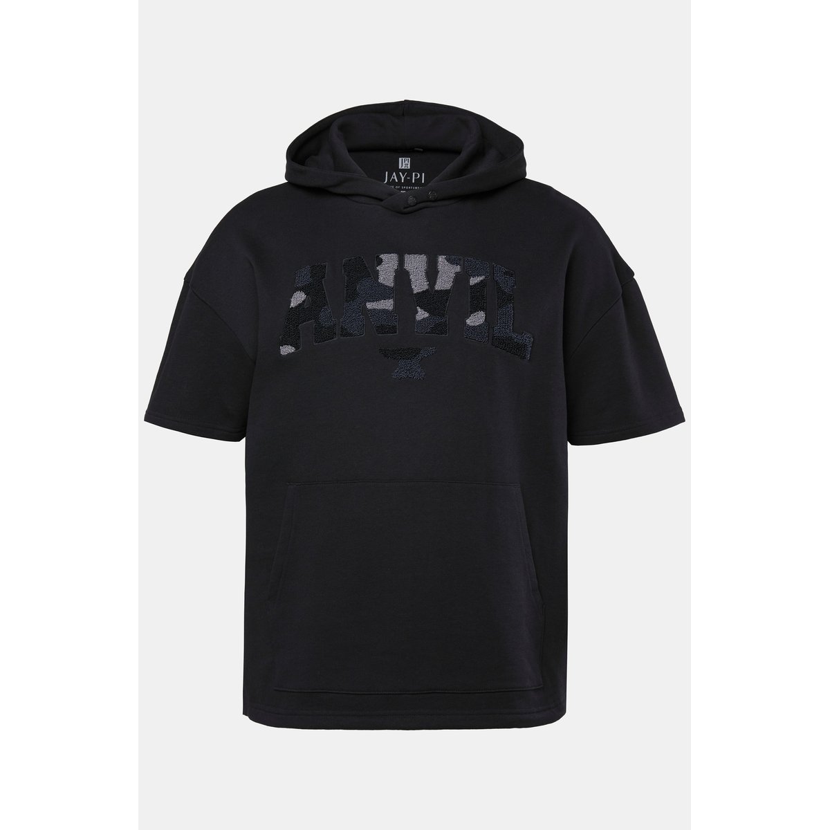 Sweat-shirt à capuche ventre confort noir, JP1880