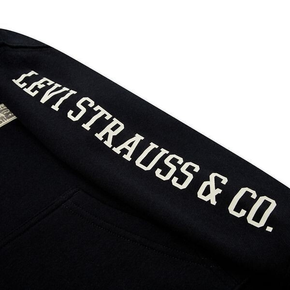 Kapuzen-Sweatshirt aus Molton mit Schriftzug auf einem Ärmel schwarz, LEVI'S KIDS