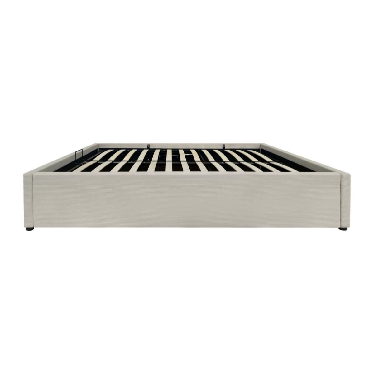 Lit coffre 140x190 cm en velours côtelé - ROMY beige, CALICOSY