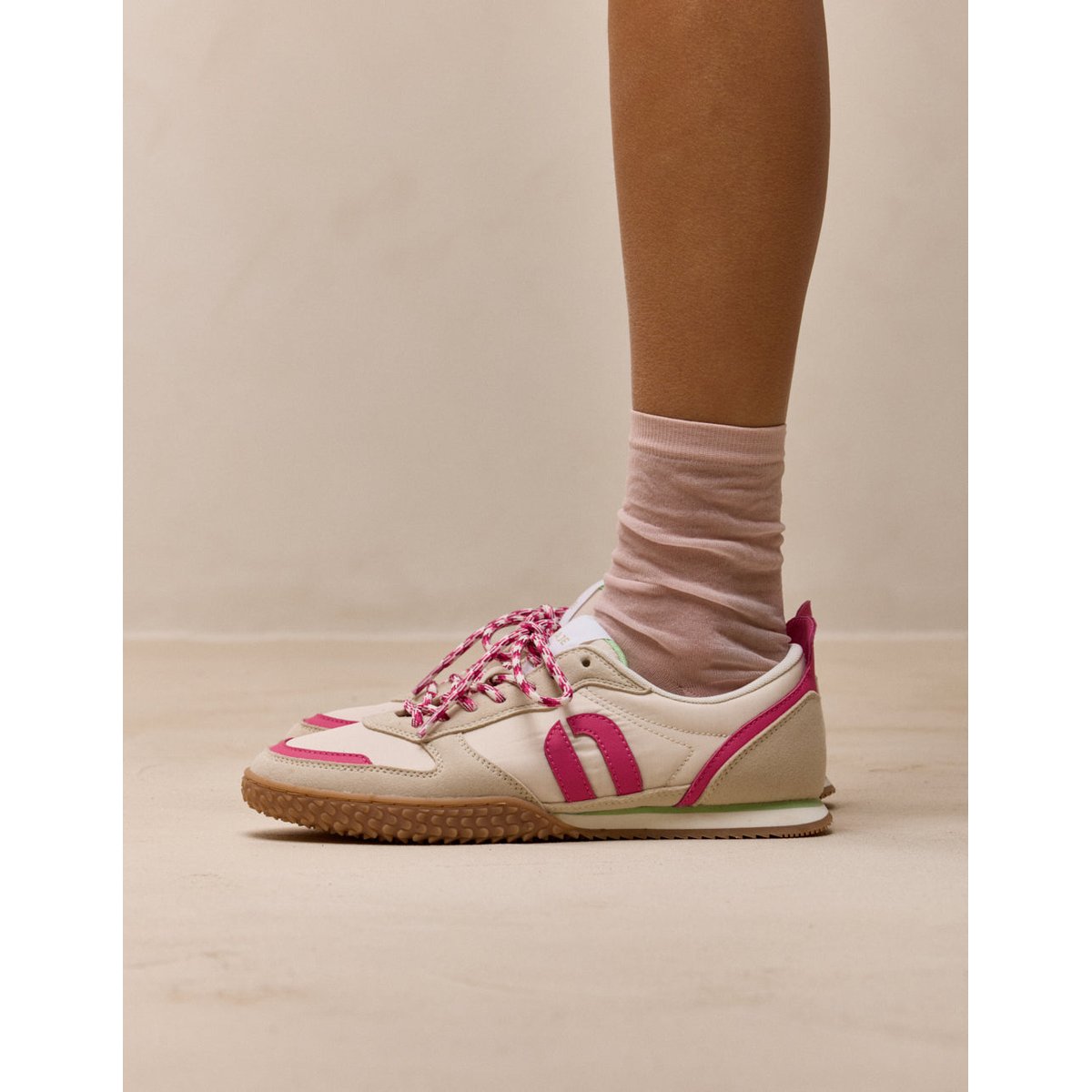 Baskets basses LAYRAS beige rose pistache, ODAJE