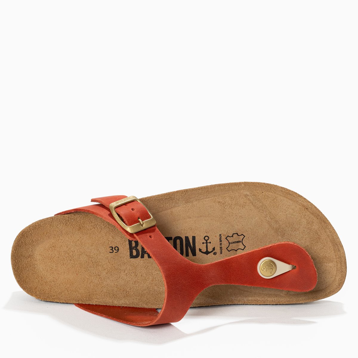 Tongs en cuir MERCURE orange, BAYTON