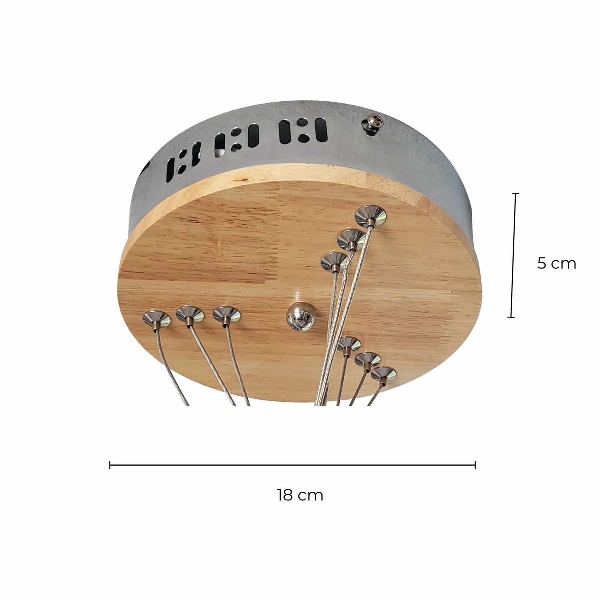 Suspension LED dimmable trois anneaux en bois d'Hévéa, CECLON naturel, C-CREATION