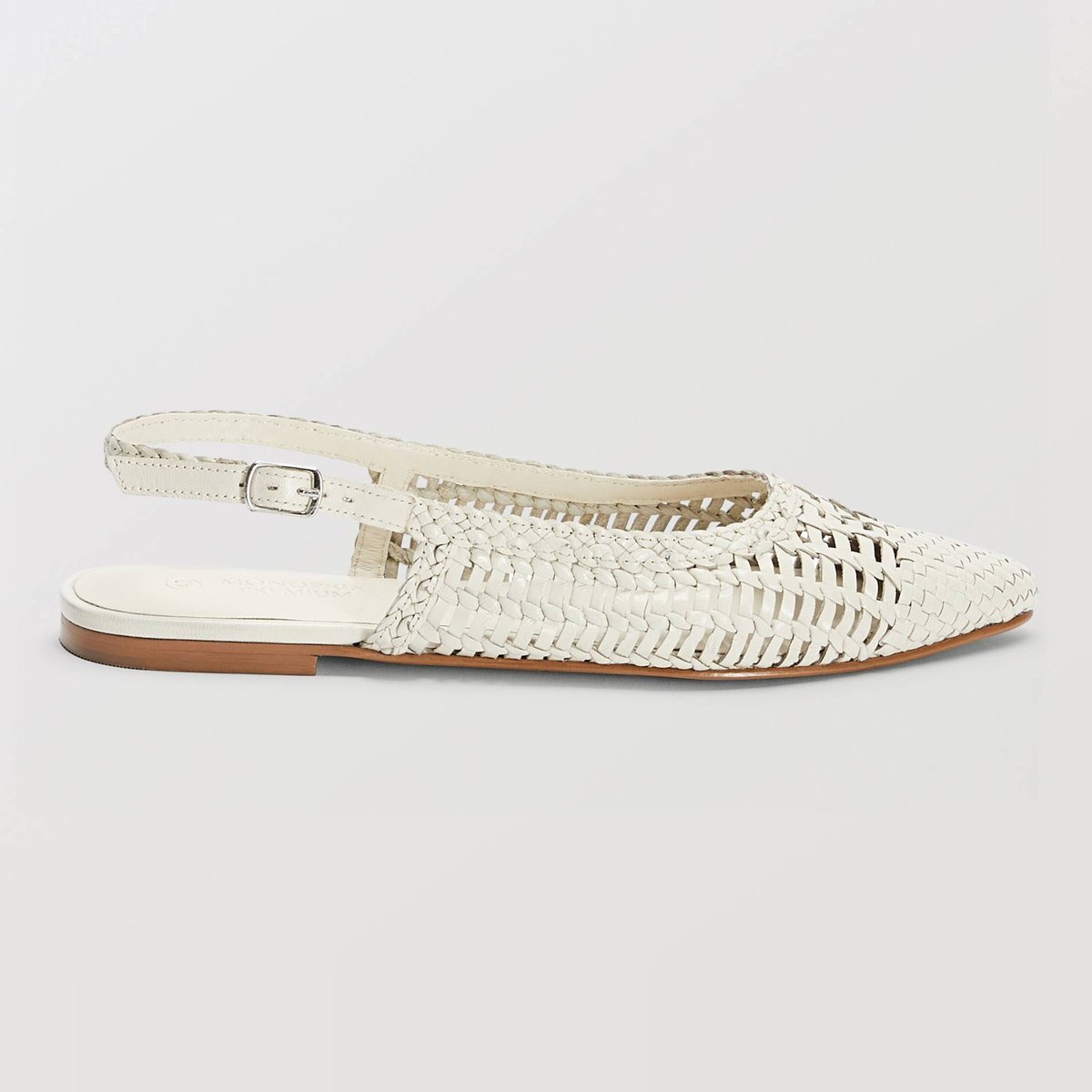Slingback en cuir tressé ecru, MONOPRIX