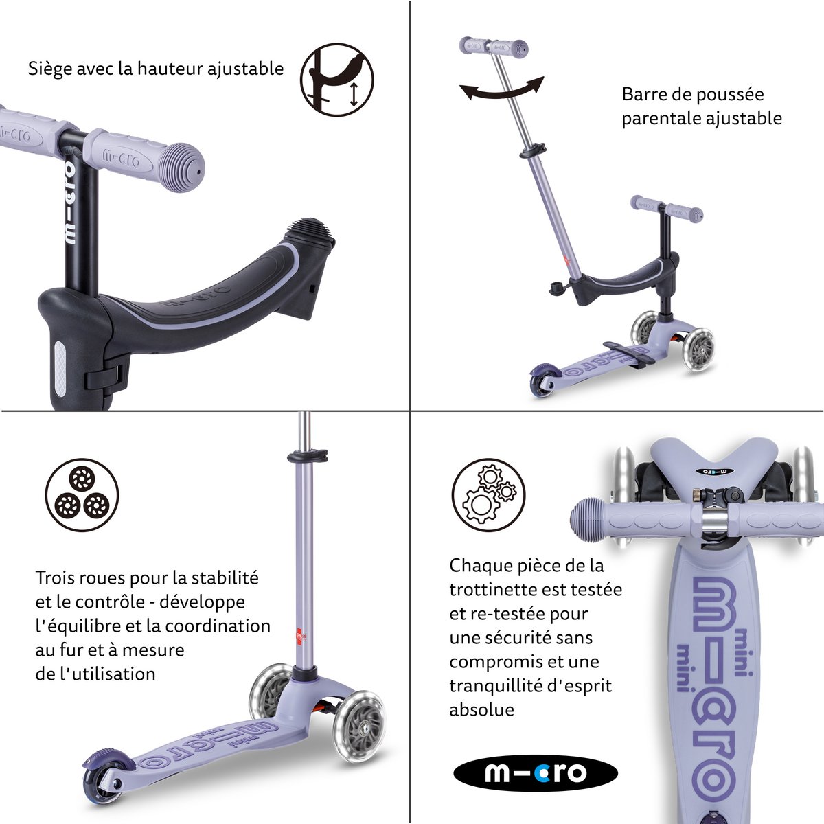 Micro Mini2Grow 2.0 LED - Lavande violet, MICRO MOBILITY