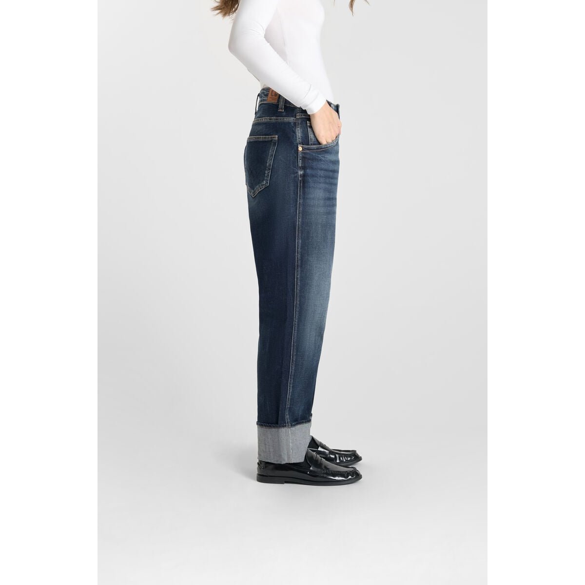 Jeans loose, large 400/60 girlfriend , longueur 34 blue, LE TEMPS DES CERISES