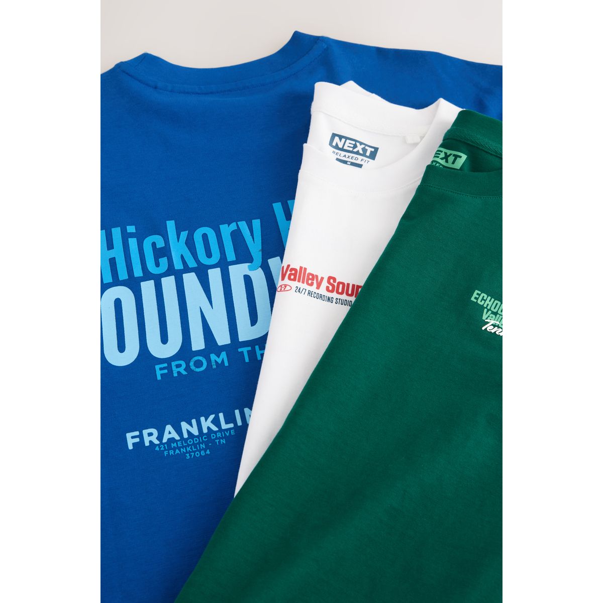 T-shirt épais à imprimé blanc/bleu/vert, NEXT