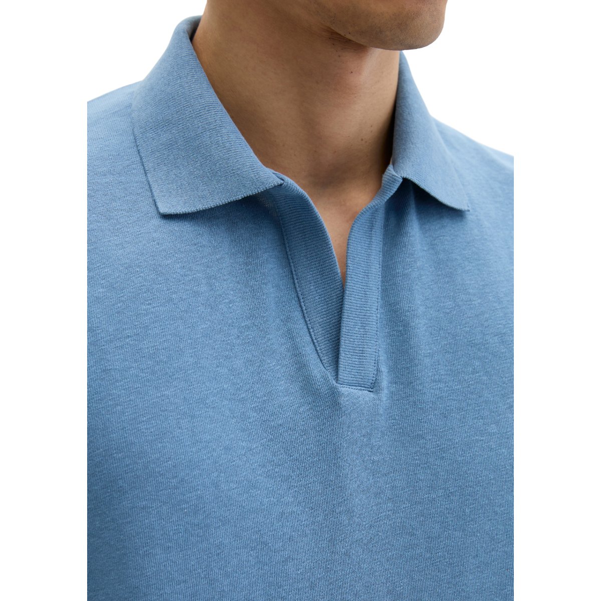 T-shirt en jersey à manches courtes regular en coton et lin mélangés bleu moyen, MARC O'POLO