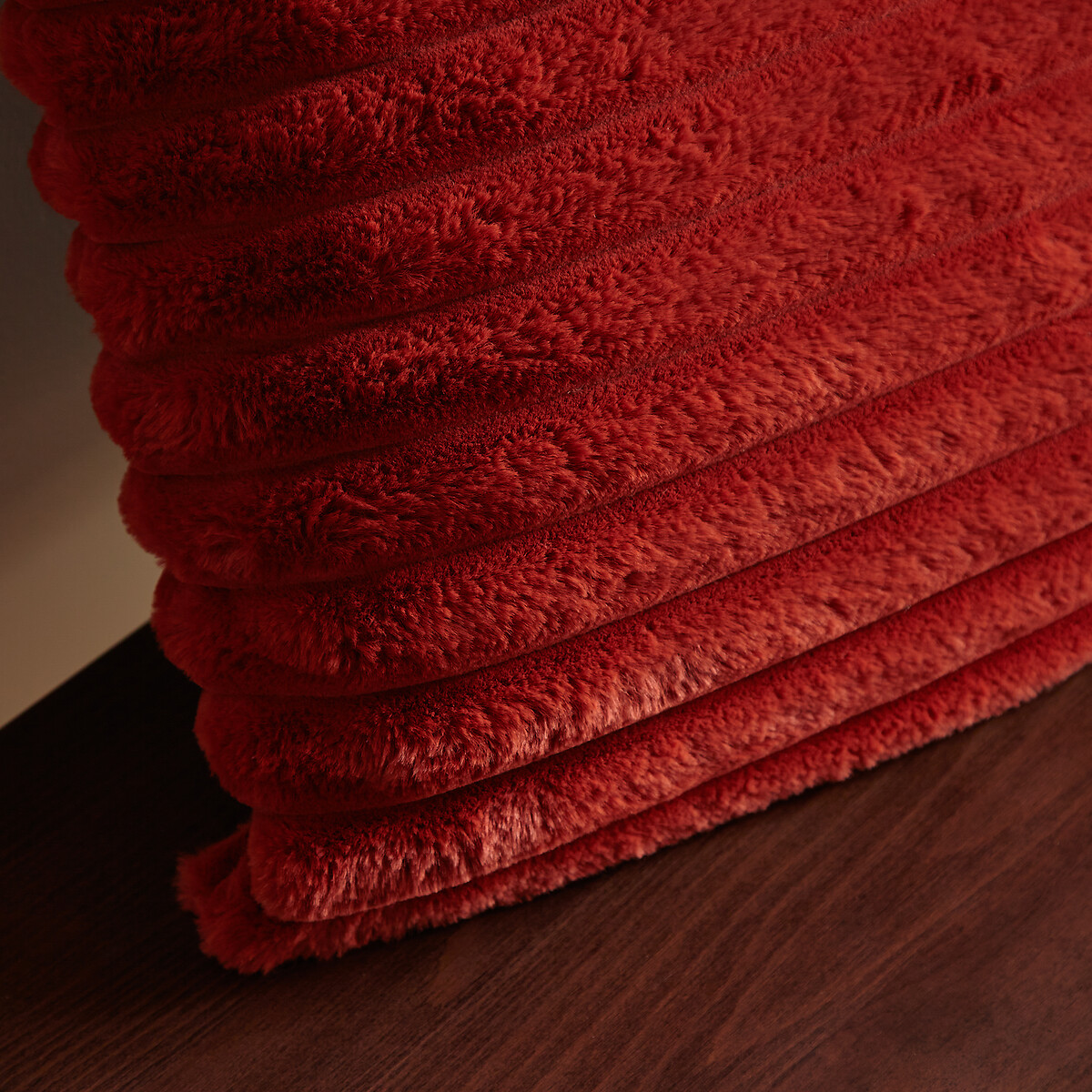 Cosy Diamond Faux Fur 43x43cm Filled Cushion burnt orange, CATHERINE LANSFIELD