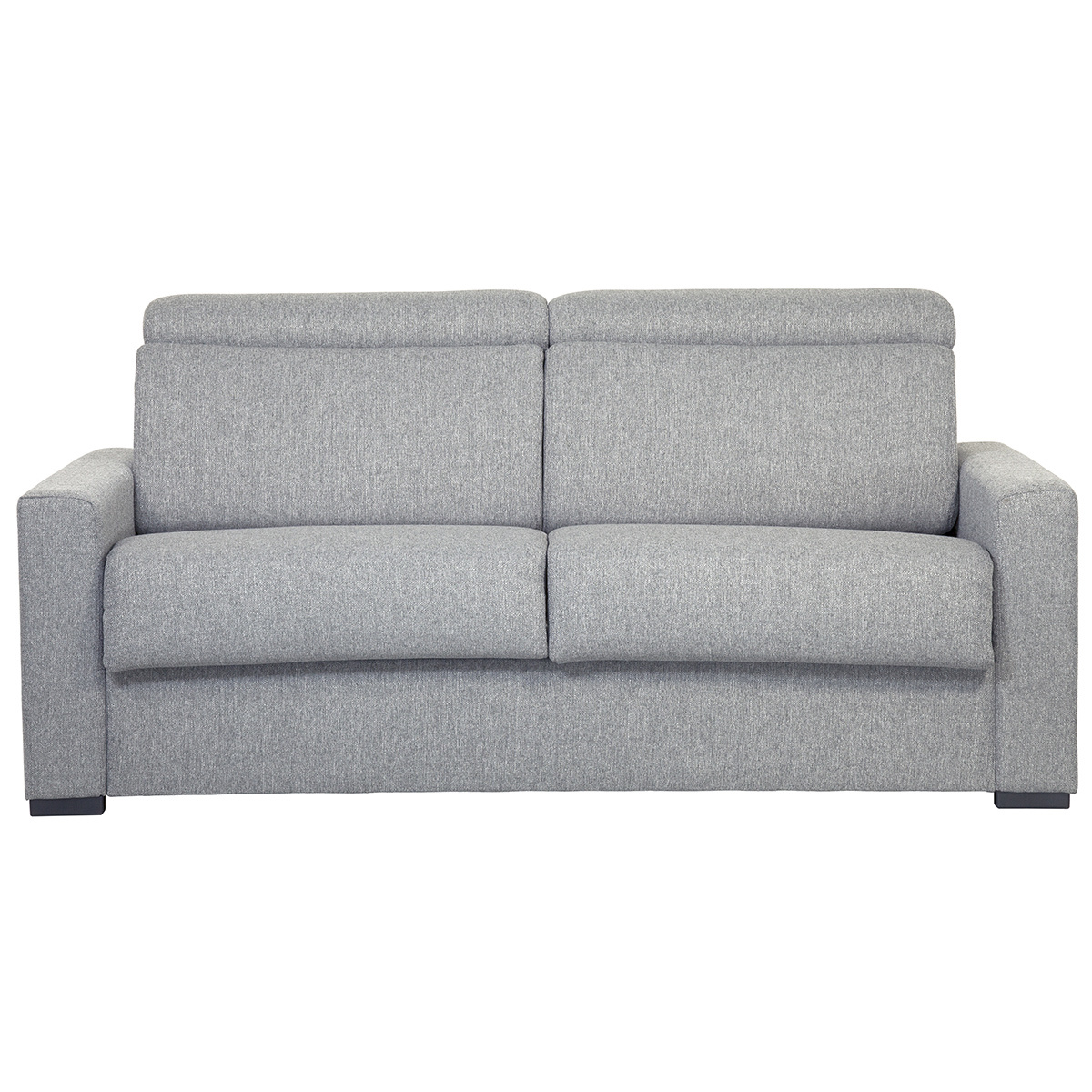 Canapé convertible avec têtières ajustables 3 places en tissu gris clair avec matelas 18 cm NORO gris clair, MILIBOO