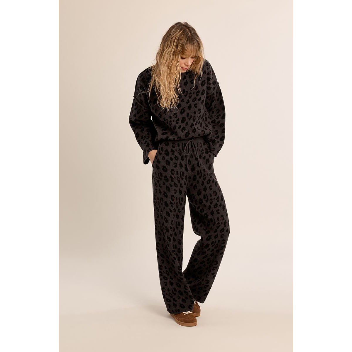 Pantalon en maille, léopard dark grey, MOLLY BRACKEN
