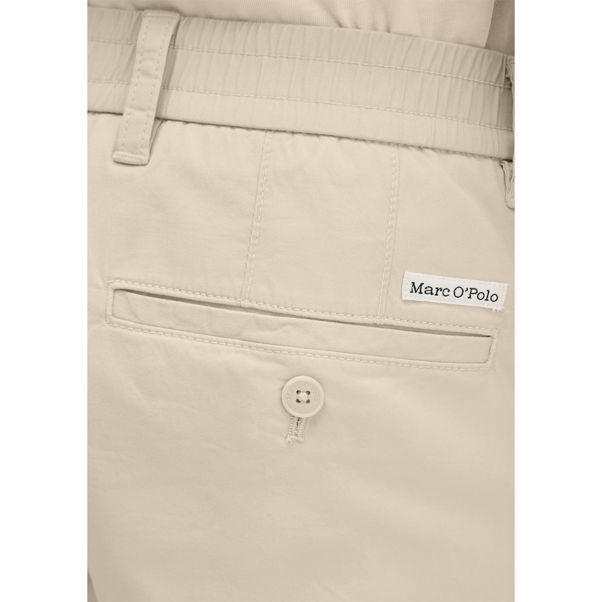 Chino modèle Morot Jogger tapered en popeline stretch technique beige, MARC O'POLO