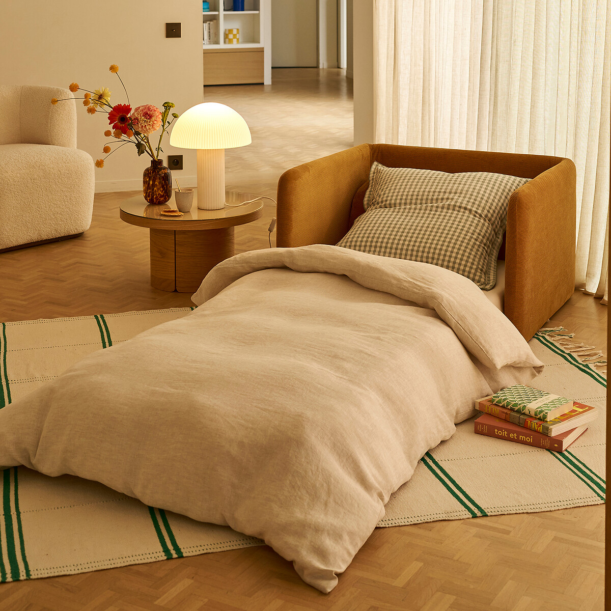 Sofá-cama em veludo, Haley mel, LA REDOUTE INTERIEURS
